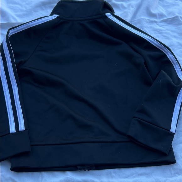 Adidas Boys Black Sporty Soccer Zip Front Jacket with White Accents:: - Picture 7 of 9